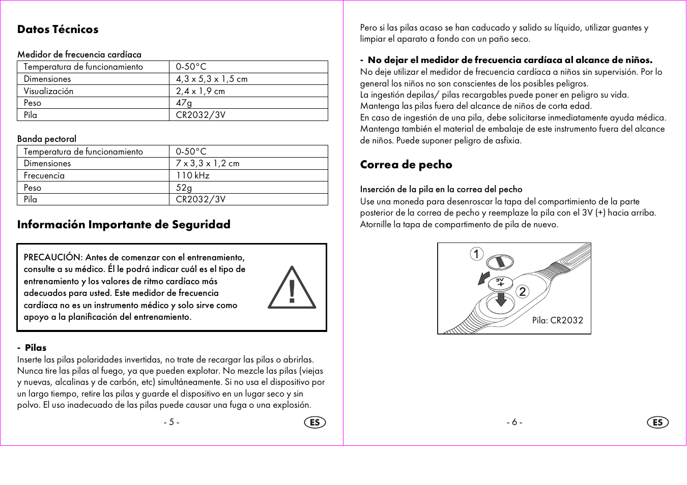 Datos técnicos, Información importante de seguridad, Correa de pecho | Crivit 1-LD3604-х User Manual | Page 4 / 51