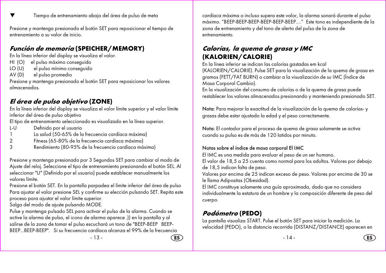 El área de pulso objetivo, Calorías, la quema de grasa y imc, Podómetro | Crivit 1-LD3604-х User Manual | Page 8 / 51