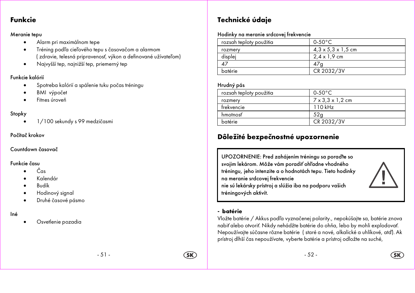 Funkcie, Technické údaje, Dôležité bezpečnostné upozornenie | Crivit 1-LD3604-х User Manual | Page 27 / 49