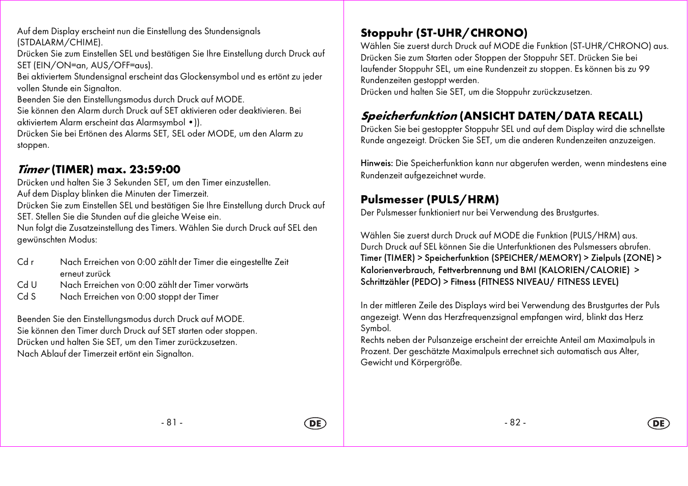 Timer, Speicherfunktion | Crivit 1-LD3604-х User Manual | Page 42 / 49