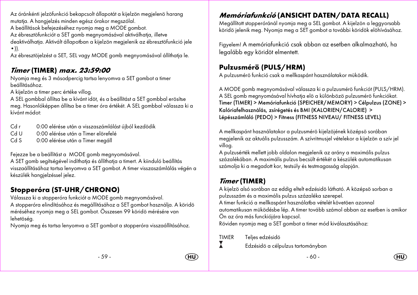 Timer, Memóriafunkció | Crivit 1-LD3604-х User Manual | Page 31 / 51