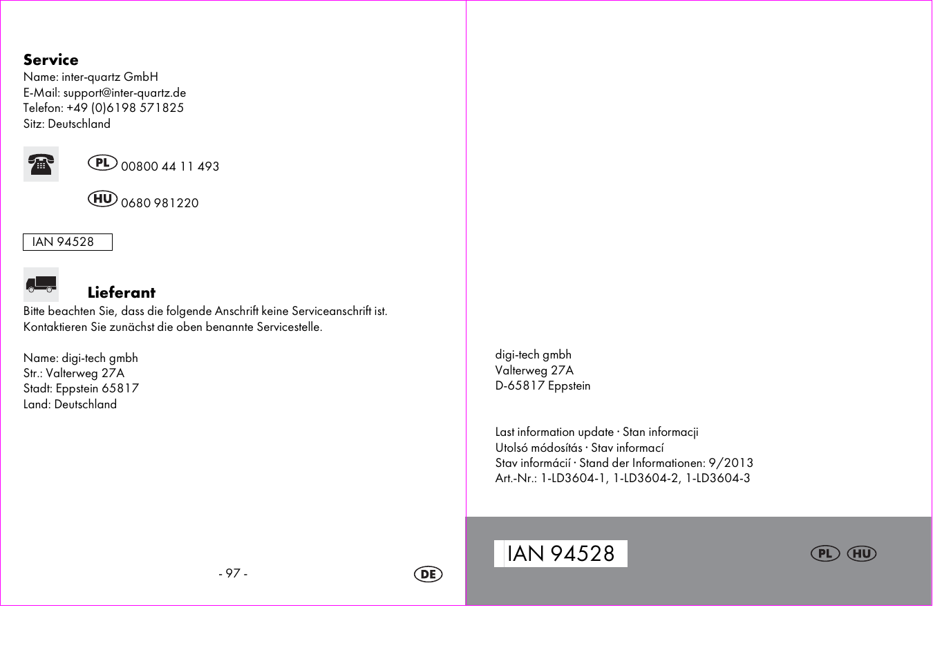 Crivit 1-LD3604-х User Manual | Page 50 / 51