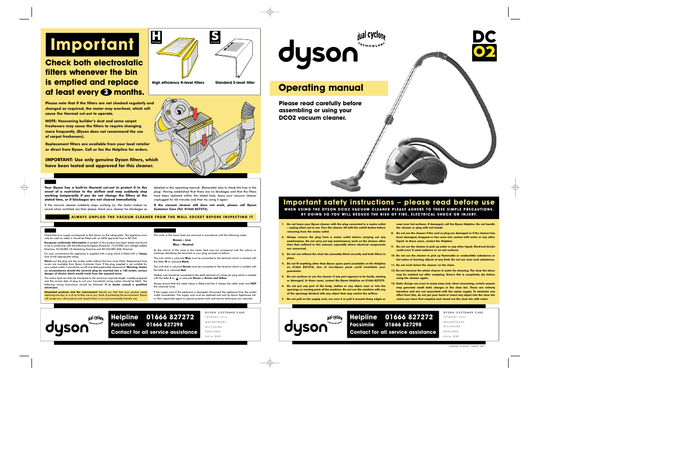 DYSON DC02 User Manual | 2 pages