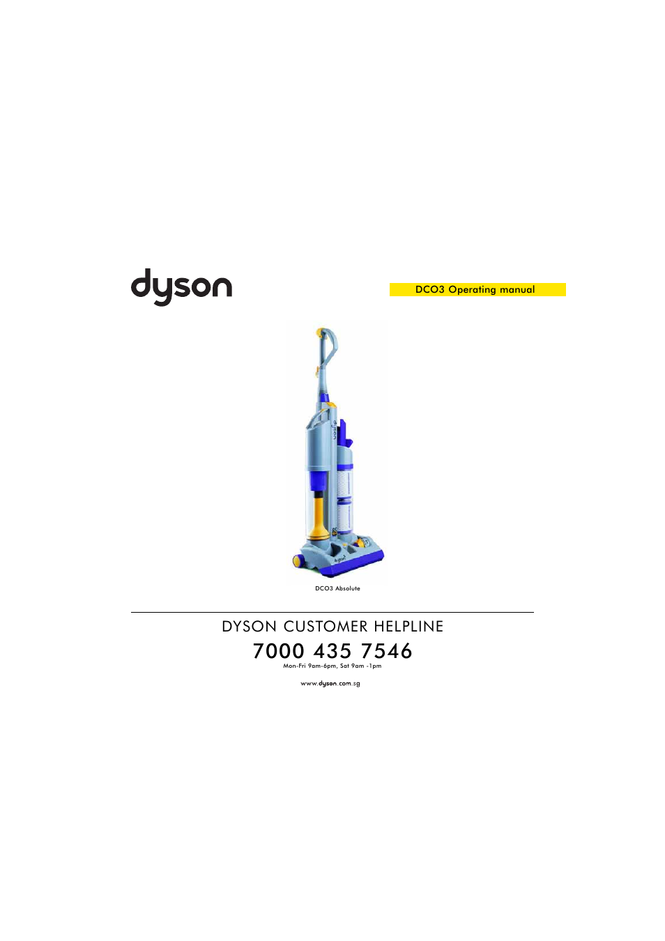 DYSON DCO3 User Manual | 6 pages