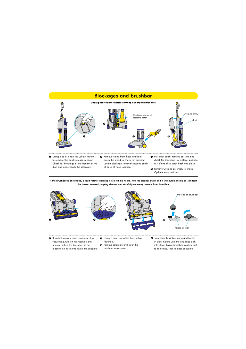 Blockages and brushbar | DYSON DCO3 User Manual | Page 3 / 6