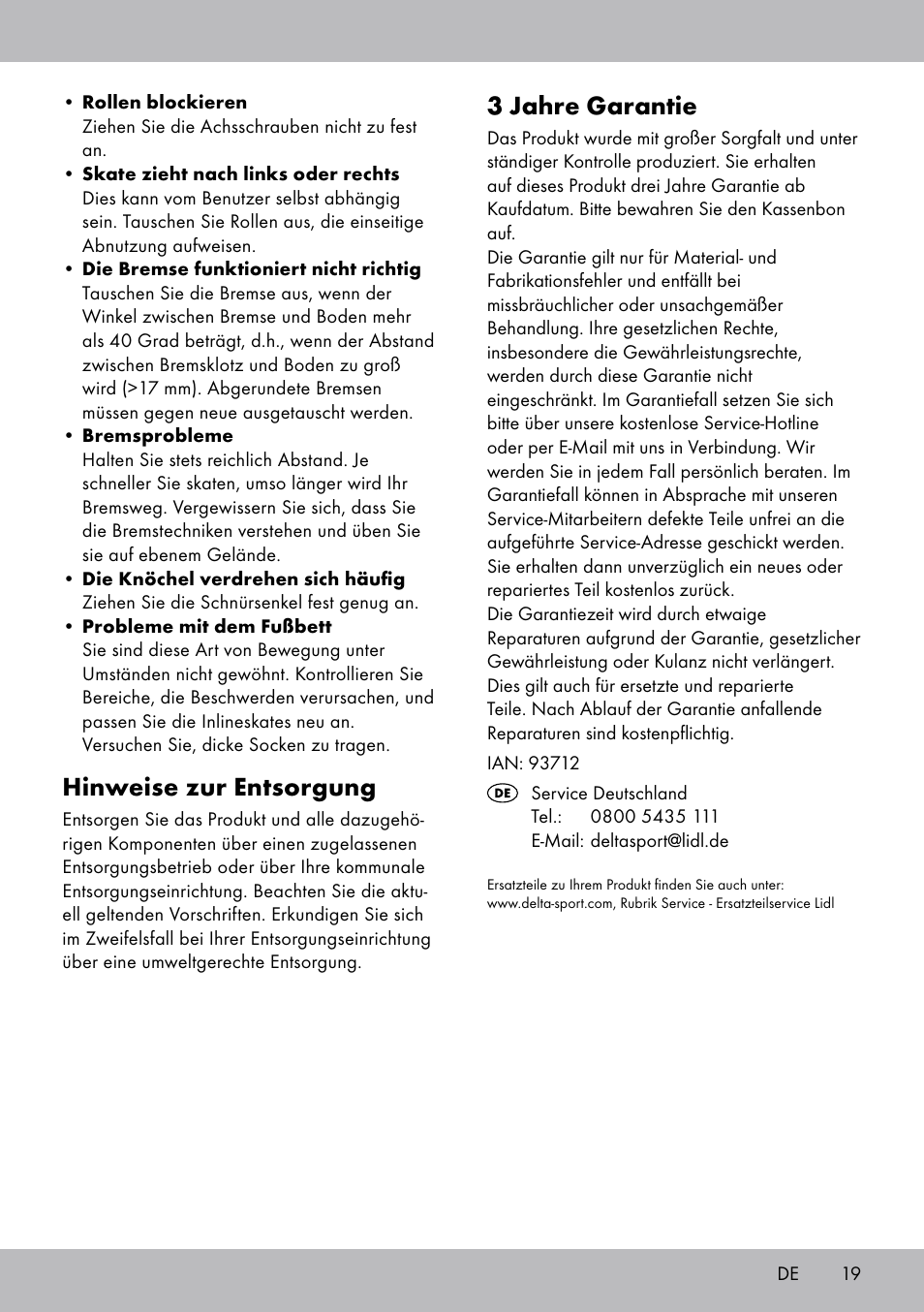 Hinweise zur entsorgung, 3 jahre garantie | Crivit KI-1740 User Manual | Page 19 / 28