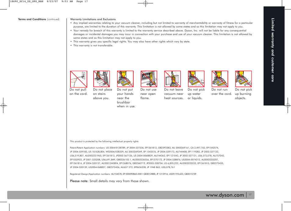DYSON DC14 User Manual | Page 17 / 18