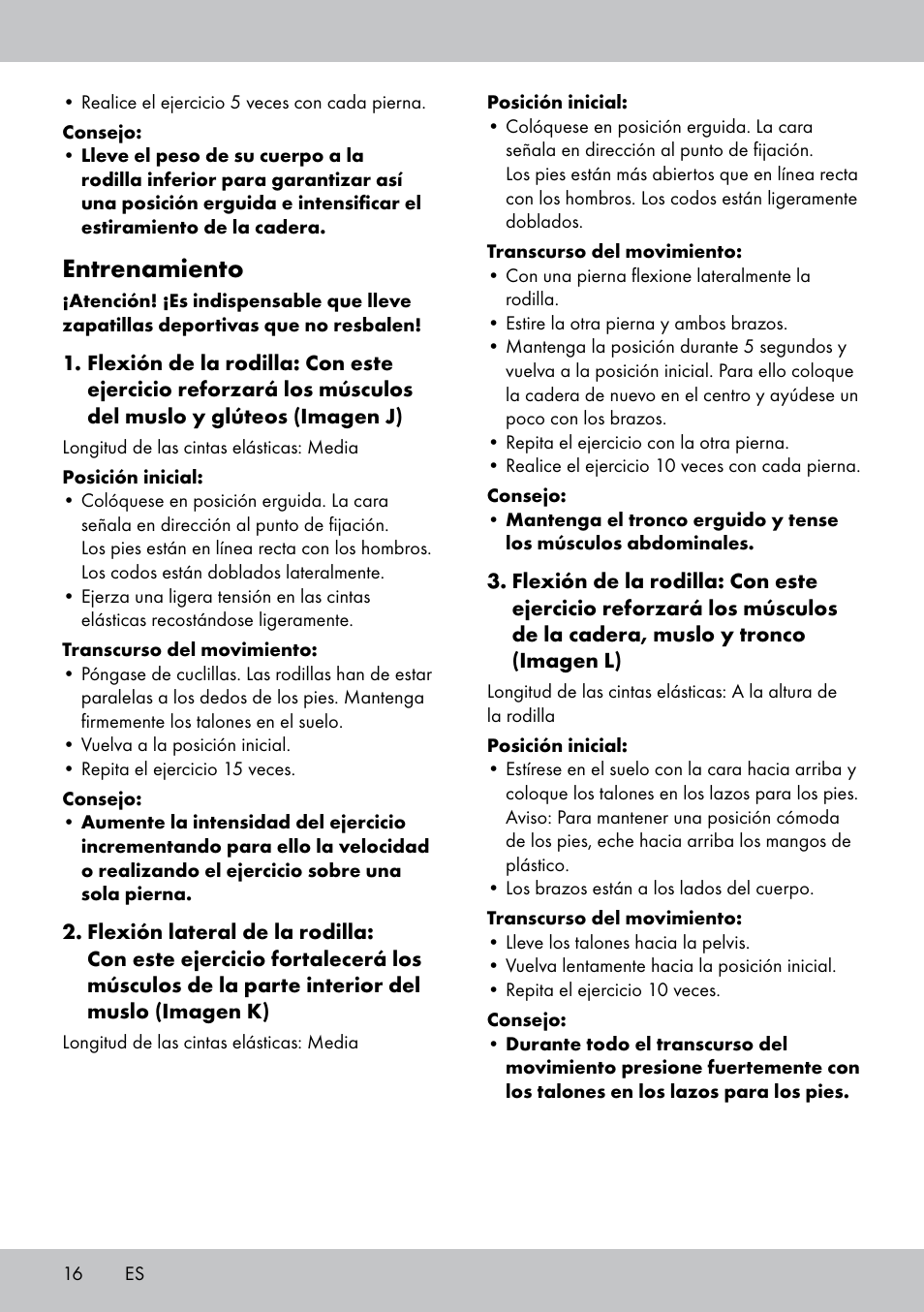 Entrenamiento | Crivit ST-1744 User Manual | Page 16 / 44