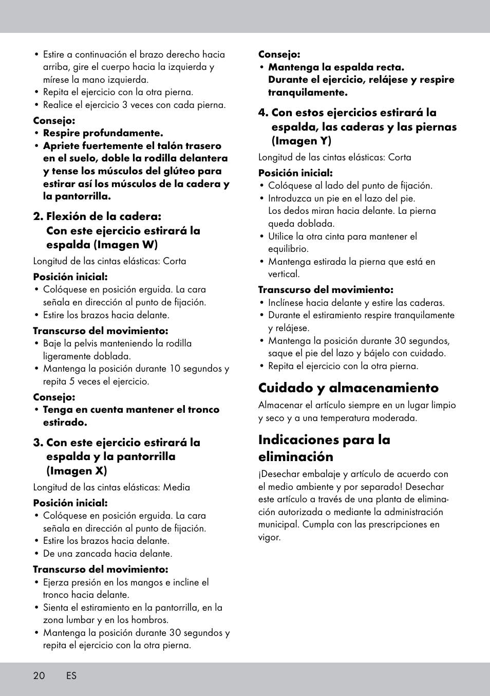 Cuidado y almacenamiento, Indicaciones para la eliminación | Crivit ST-1744 User Manual | Page 20 / 44