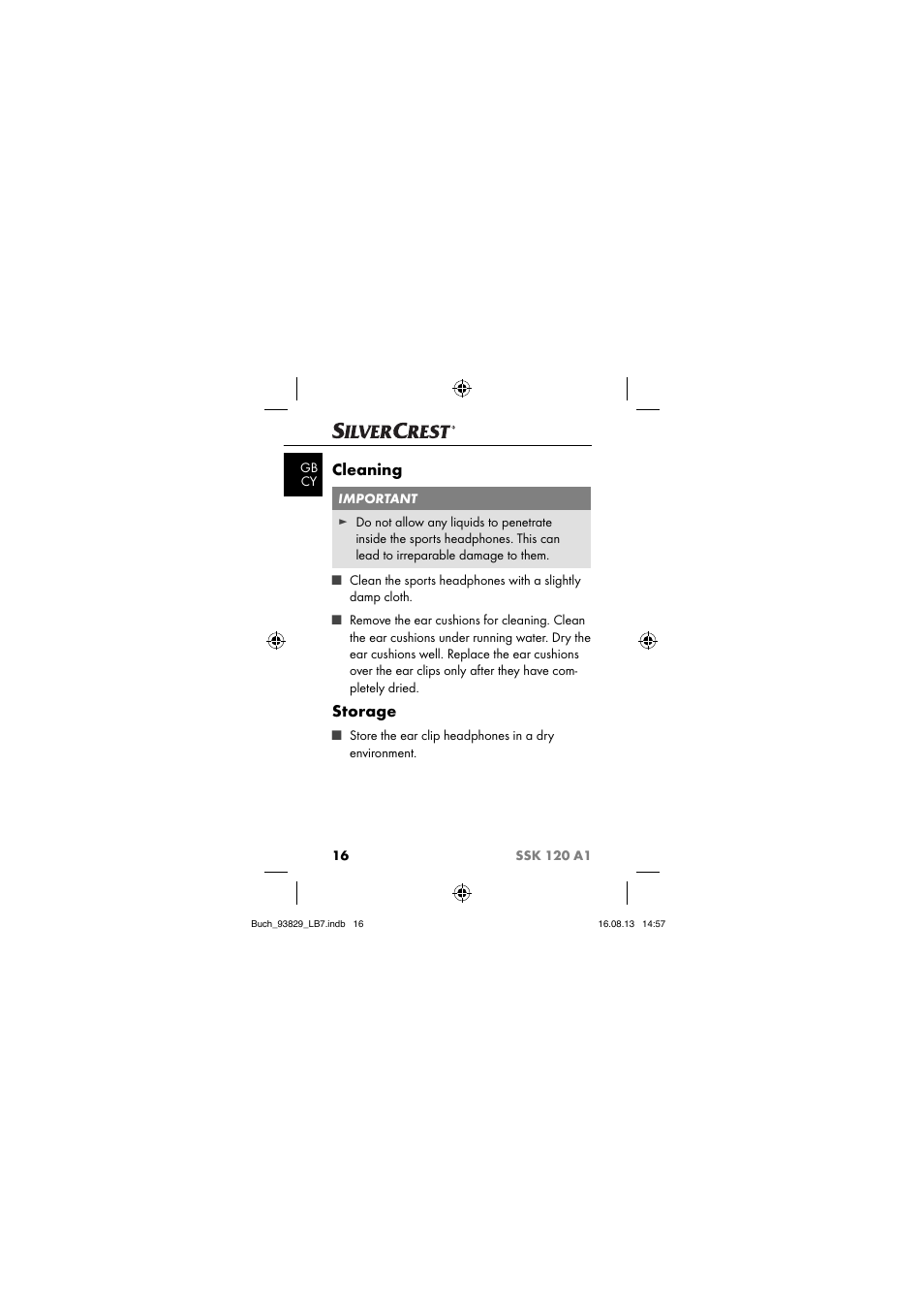 Cleaning, Storage | Crivit SSK 120 A1 User Manual | Page 19 / 113