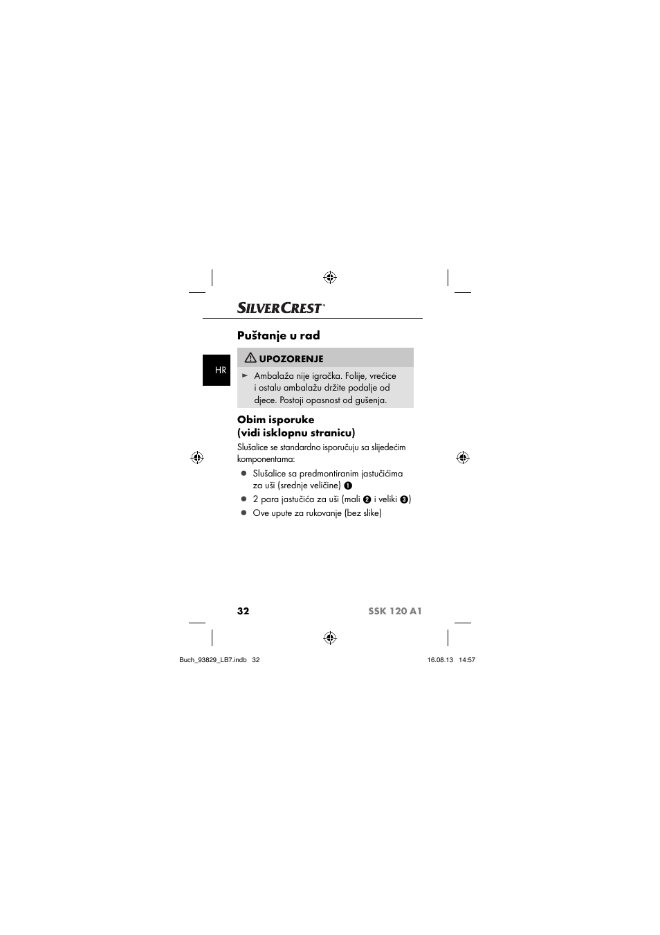 Puštanje u rad, Obim isporuke (vidi isklopnu stranicu) | Crivit SSK 120 A1 User Manual | Page 35 / 113