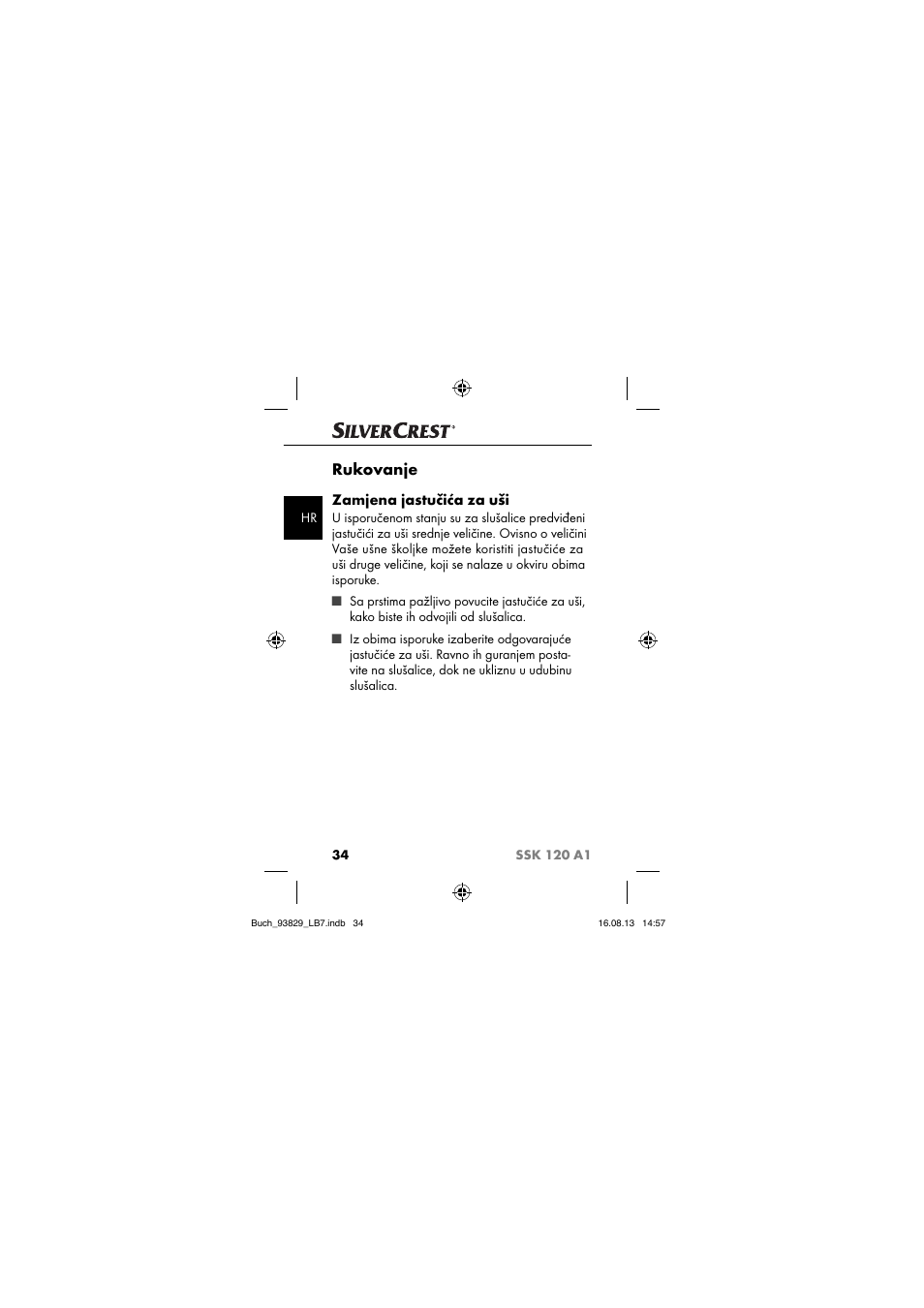 Rukovanje, Zamjena jastučića za uši | Crivit SSK 120 A1 User Manual | Page 37 / 113