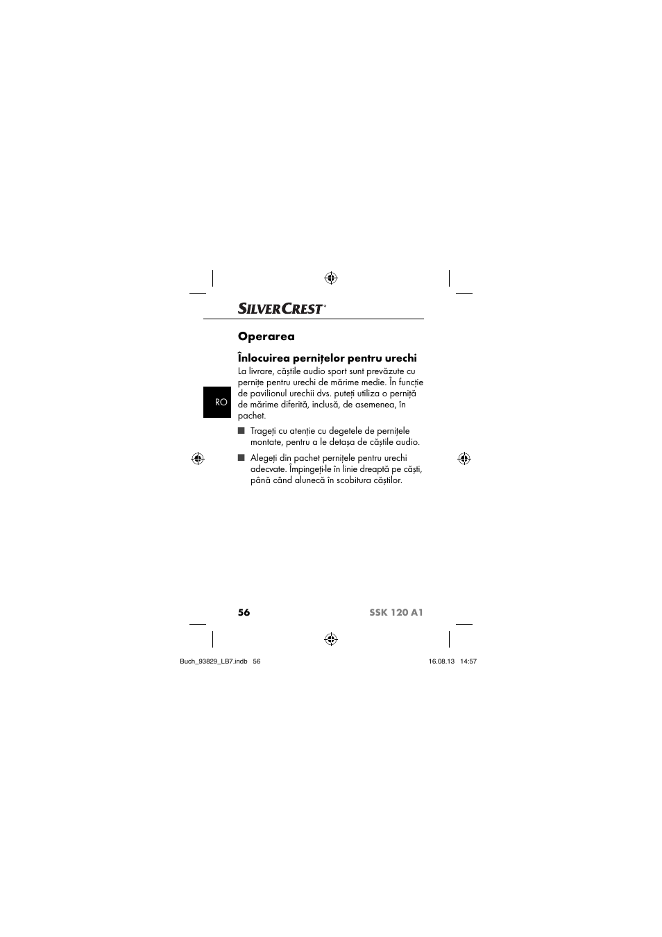 Operarea, Înlocuirea perniţelor pentru urechi | Crivit SSK 120 A1 User Manual | Page 59 / 113