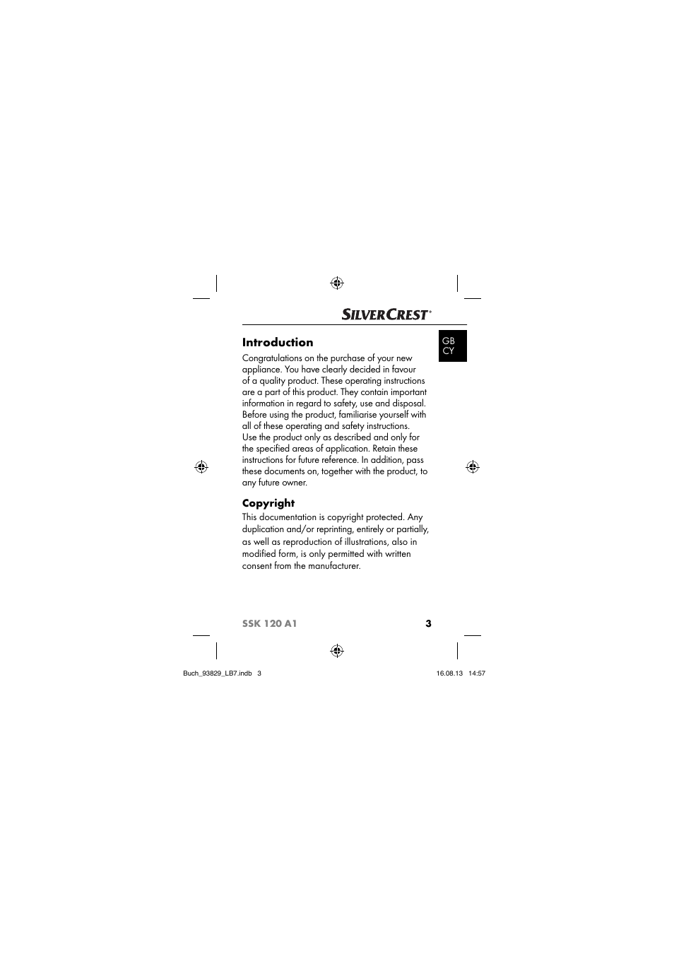 Introduction, Copyright | Crivit SSK 120 A1 User Manual | Page 6 / 113