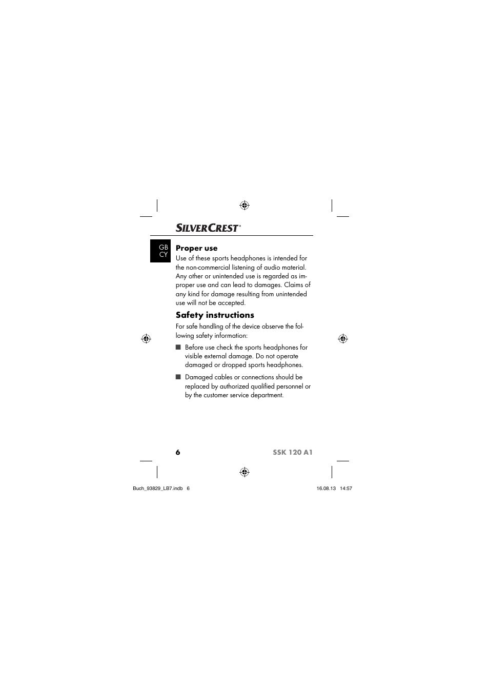Safety instructions, Proper use | Crivit SSK 120 A1 User Manual | Page 9 / 113