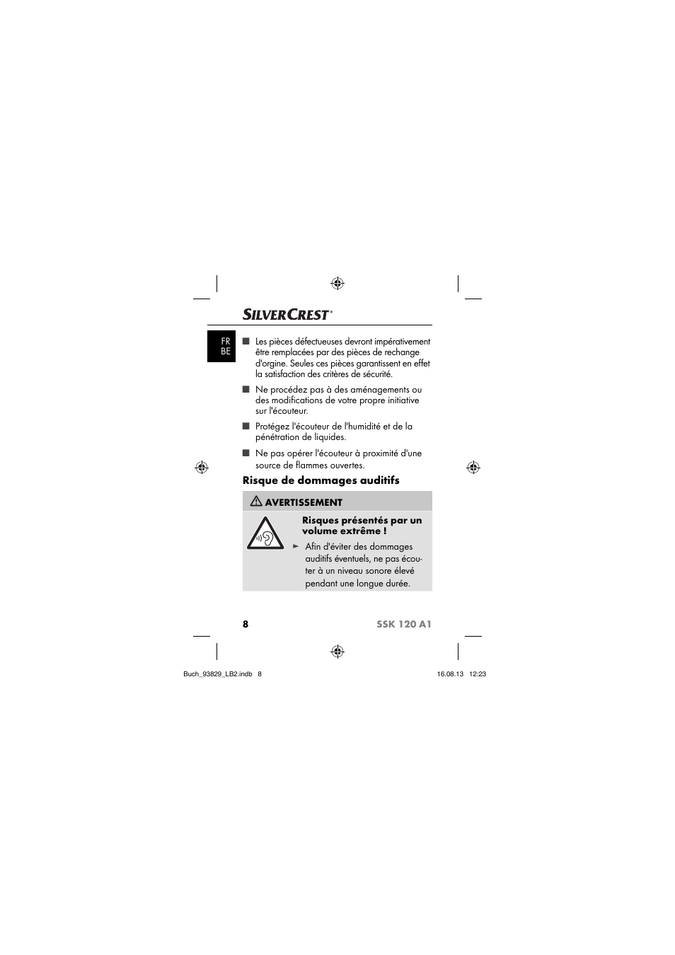 Risque de dommages auditifs | Crivit SSK 120 A1 User Manual | Page 11 / 69