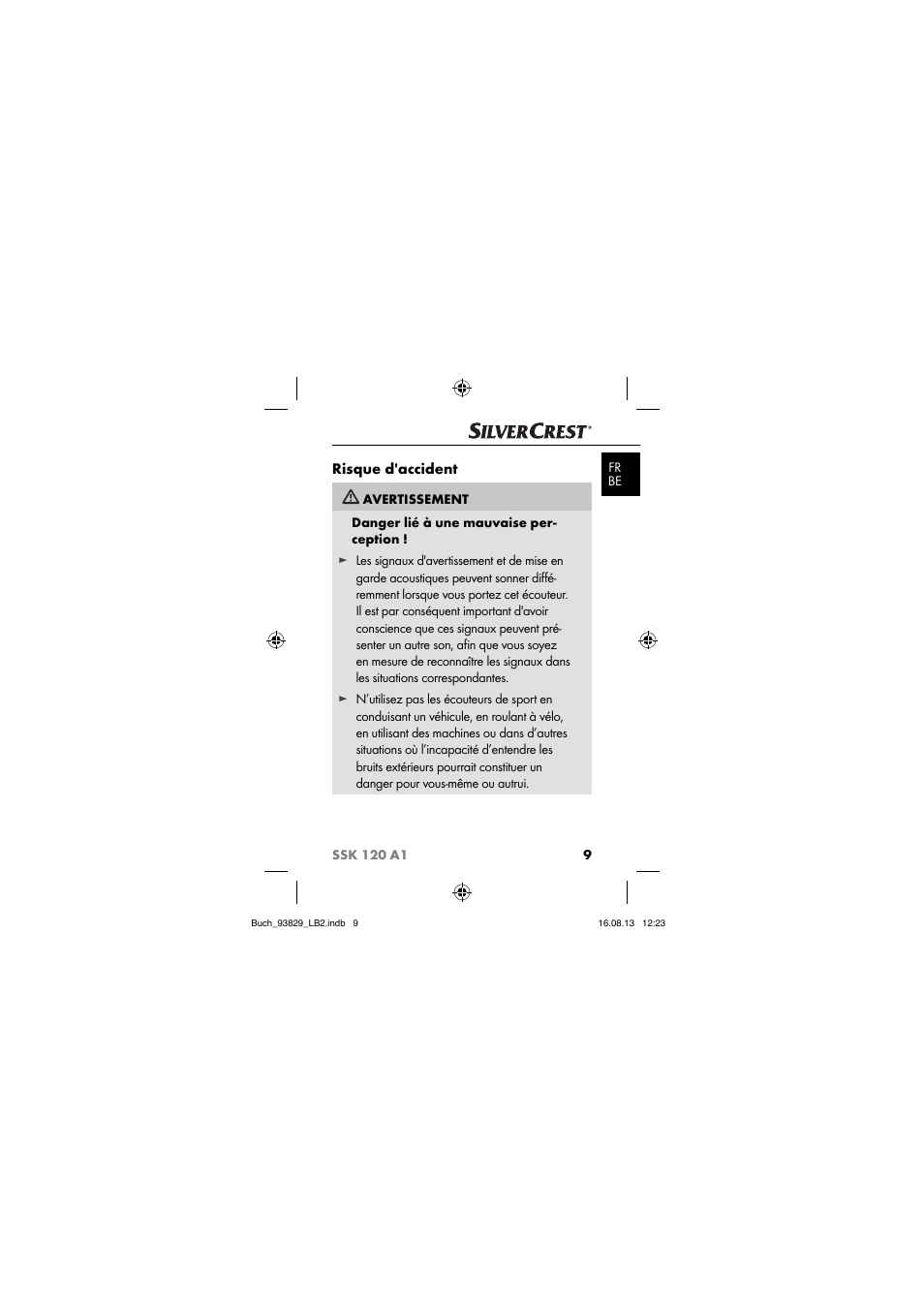 Risque d'accident | Crivit SSK 120 A1 User Manual | Page 12 / 69