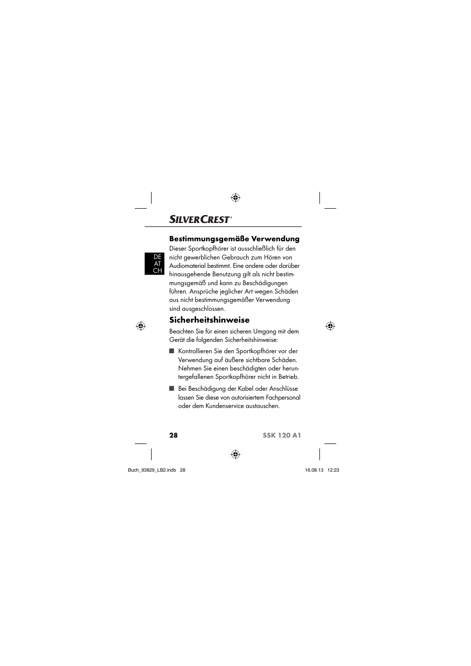 Sicherheitshinweise, Bestimmungsgemäße verwendung | Crivit SSK 120 A1 User Manual | Page 31 / 69