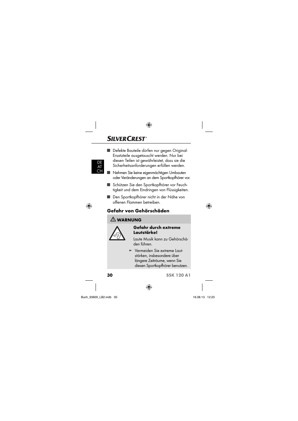 Gefahr von gehörschäden | Crivit SSK 120 A1 User Manual | Page 33 / 69