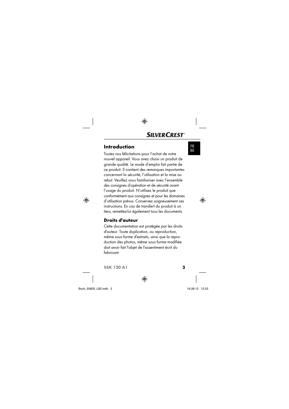 Introduction, Droits d'auteur | Crivit SSK 120 A1 User Manual | Page 6 / 69