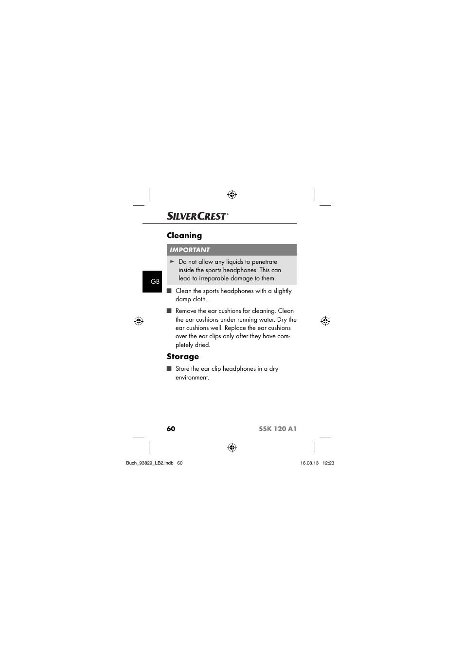 Cleaning, Storage | Crivit SSK 120 A1 User Manual | Page 63 / 69