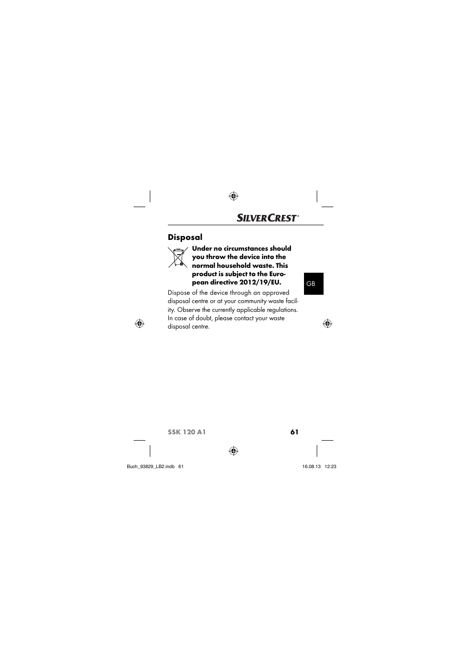 Disposal | Crivit SSK 120 A1 User Manual | Page 64 / 69