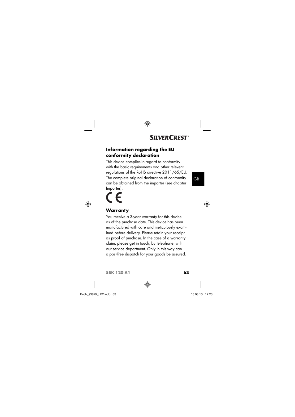 Warranty | Crivit SSK 120 A1 User Manual | Page 66 / 69