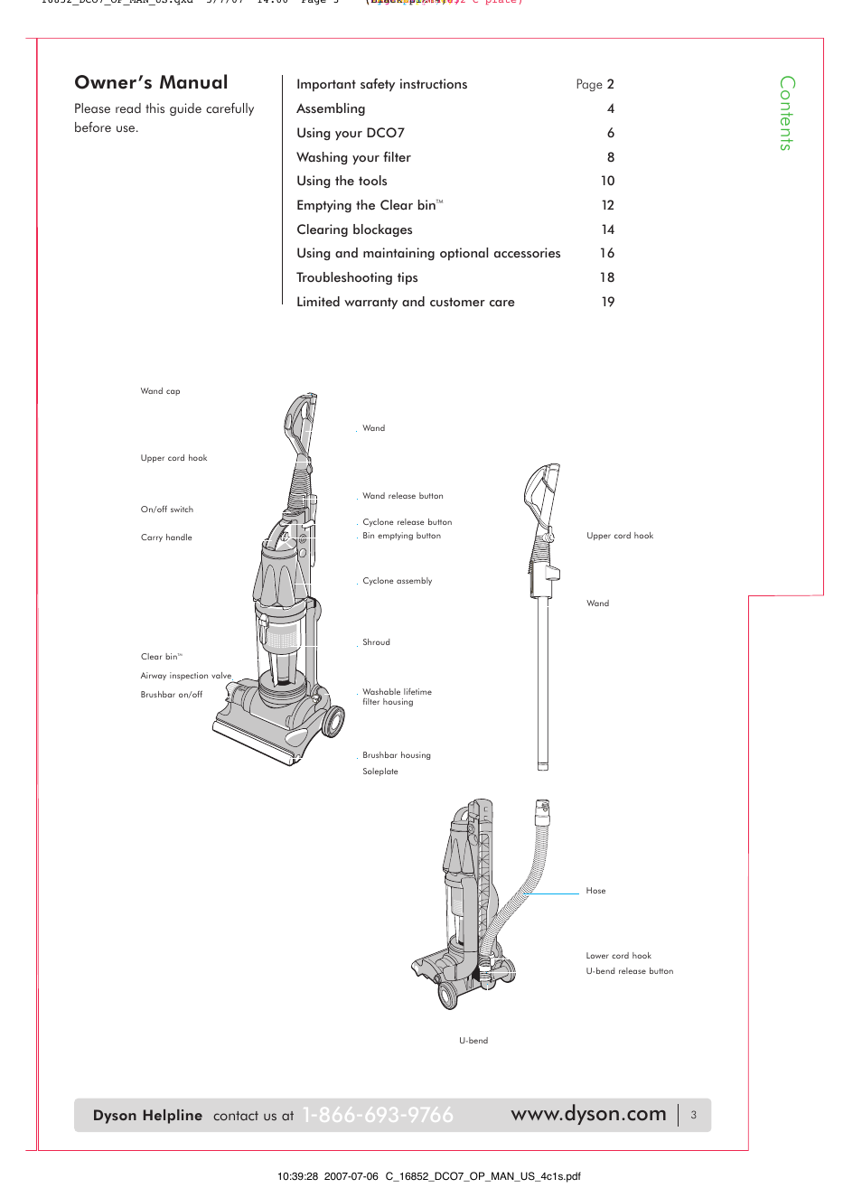 DYSON DC07 User Manual | Page 3 / 20