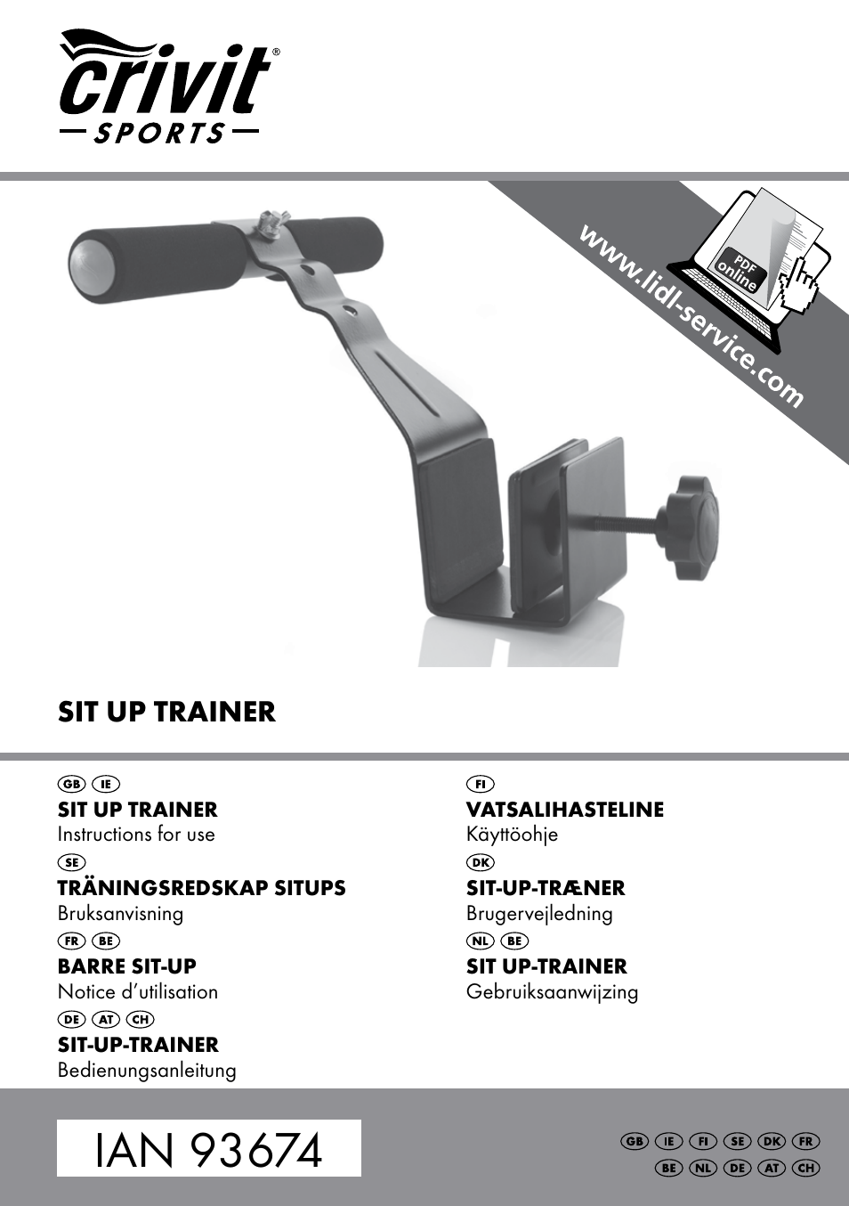 Crivit Sit Up Trainer Situp User Manual | 24 pages