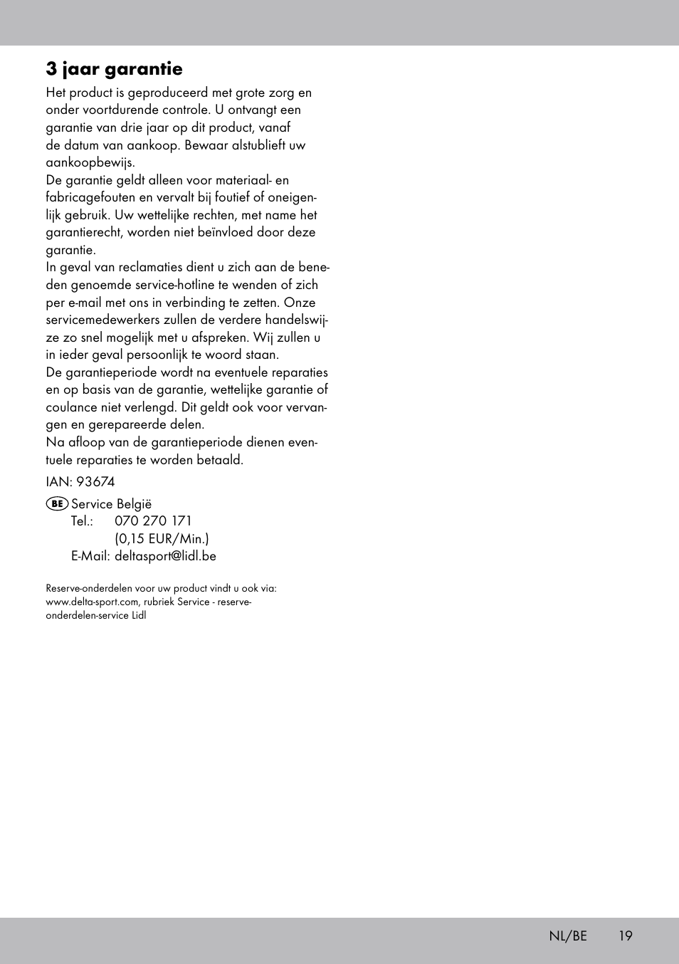 3 jaar garantie | Crivit Sit Up Trainer Situp User Manual | Page 19 / 24