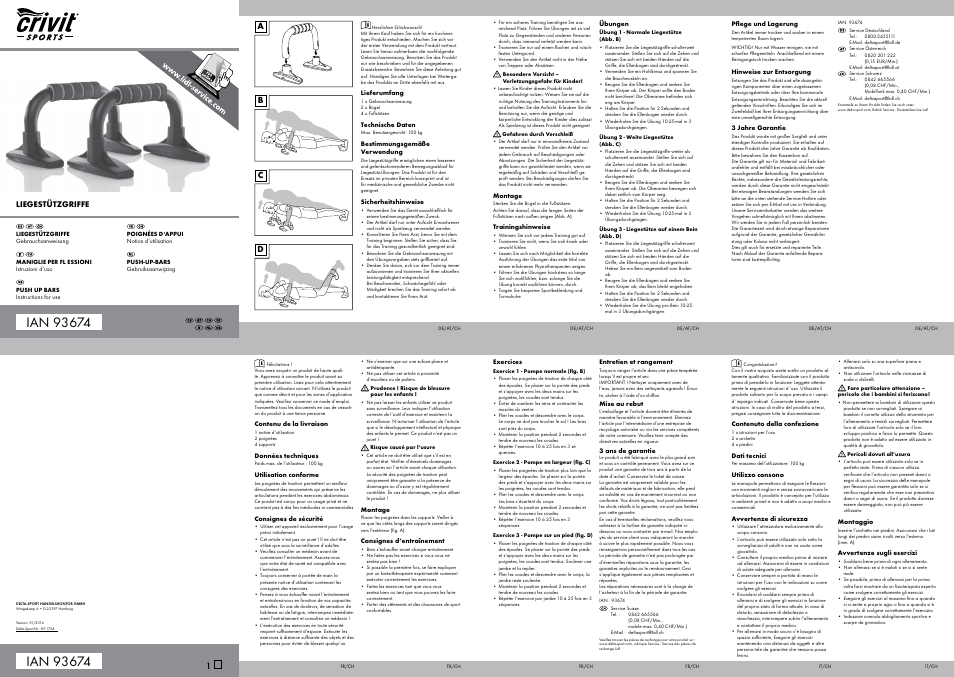 Crivit Sit Up Trainer Liegestuetzgriffe User Manual | 2 pages