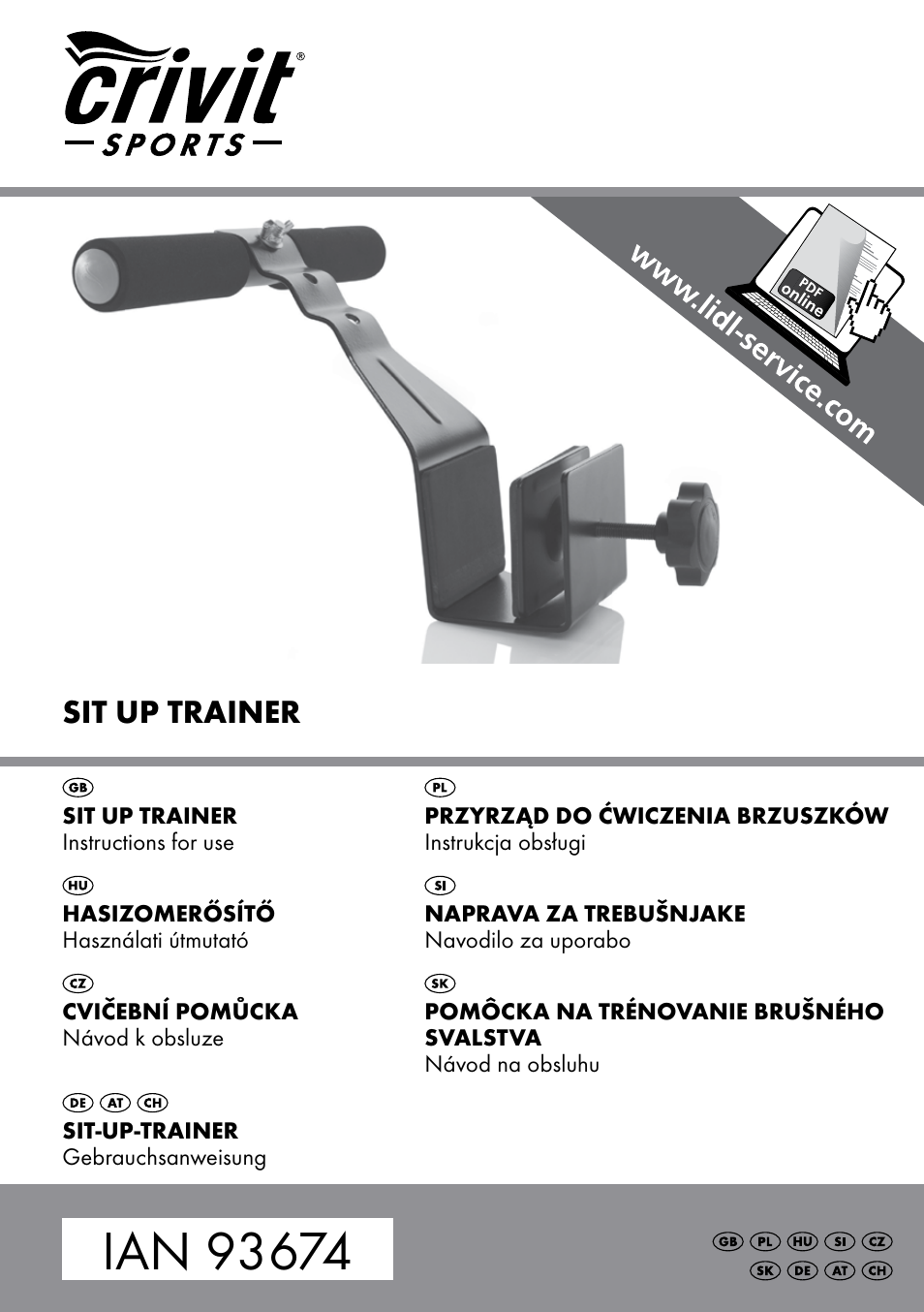 Crivit Sit Up Trainer Situp User Manual | 24 pages