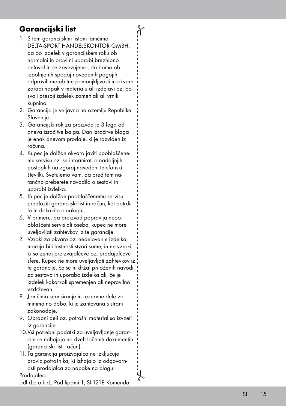 Garancijski list | Crivit Sit Up Trainer Situp User Manual | Page 15 / 24