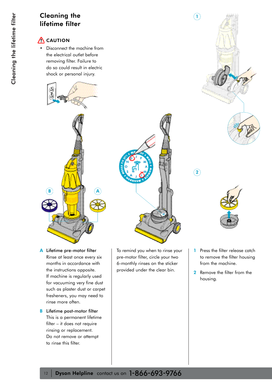 Cleaning the lifetime filter | DYSON water filter User Manual | Page 11 / 12