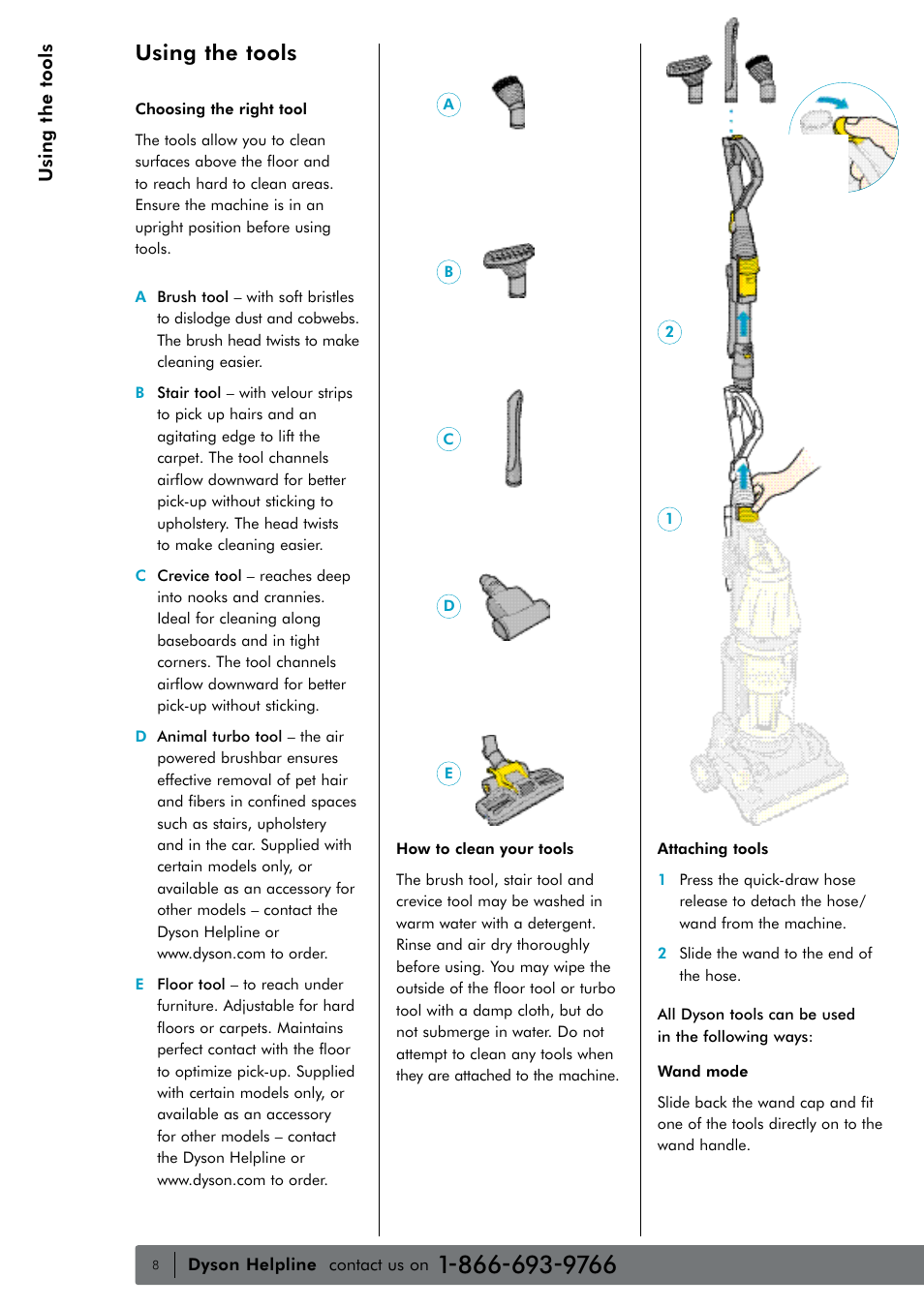 Using the tools | DYSON water filter User Manual | Page 7 / 12