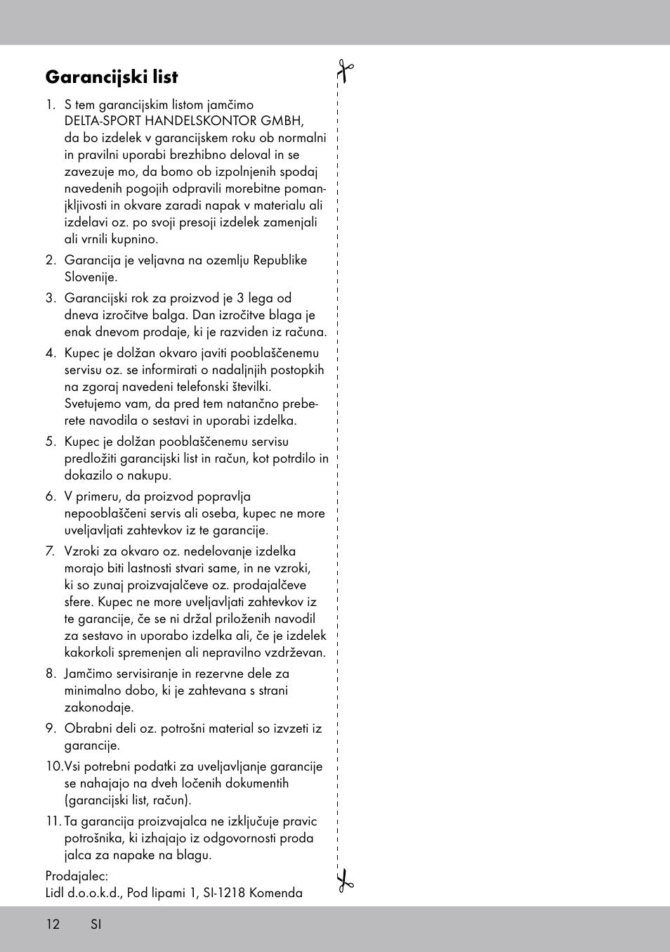 Garancijski list | Crivit HM-1806 User Manual | Page 12 / 20