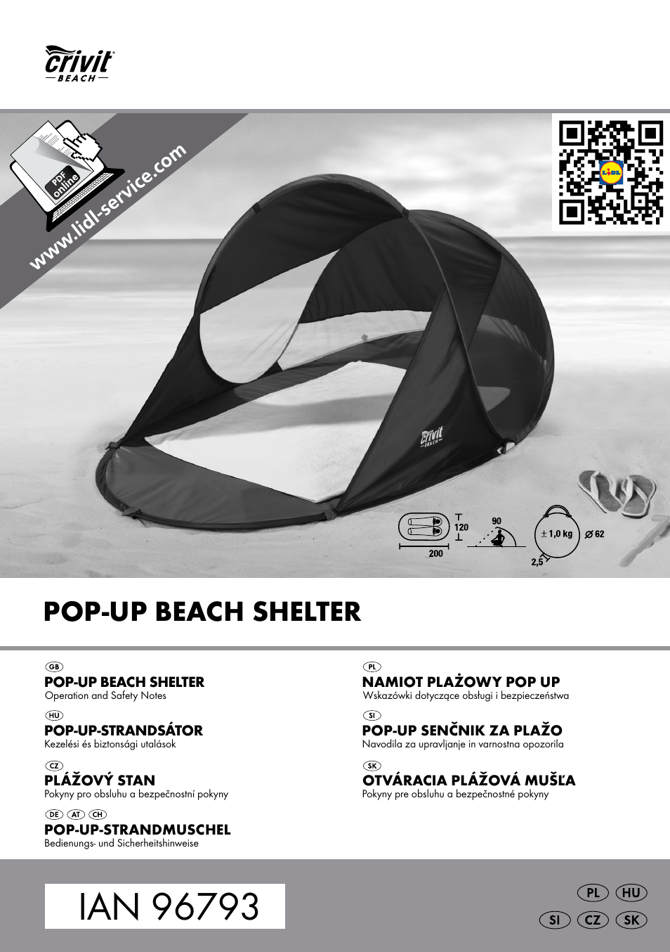 Crivit Pop-Up Beach Shelter User Manual | 27 pages