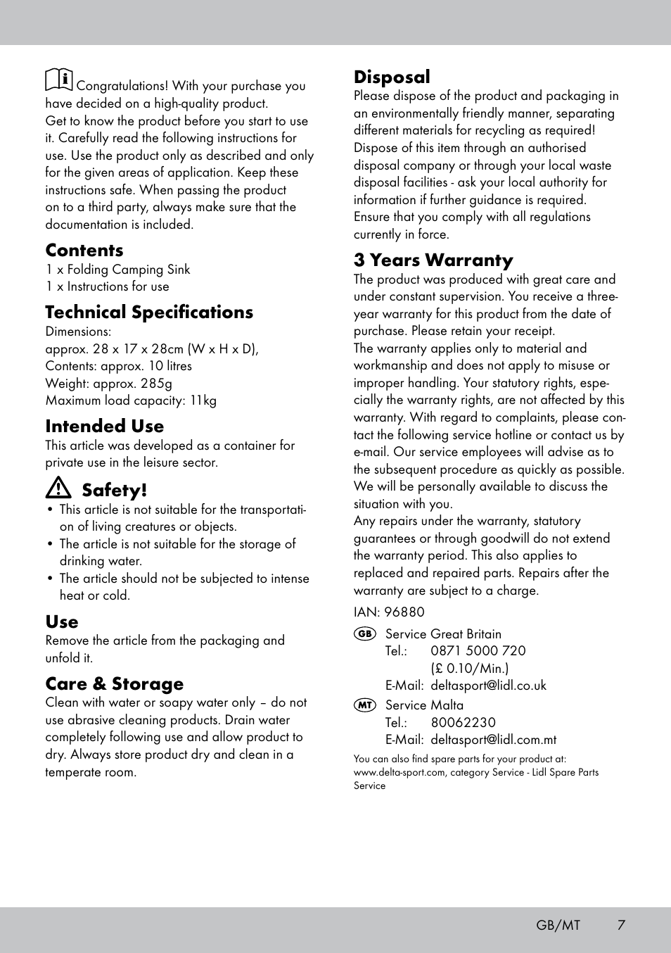 Crivit CS-1804 User Manual | Page 7 / 12