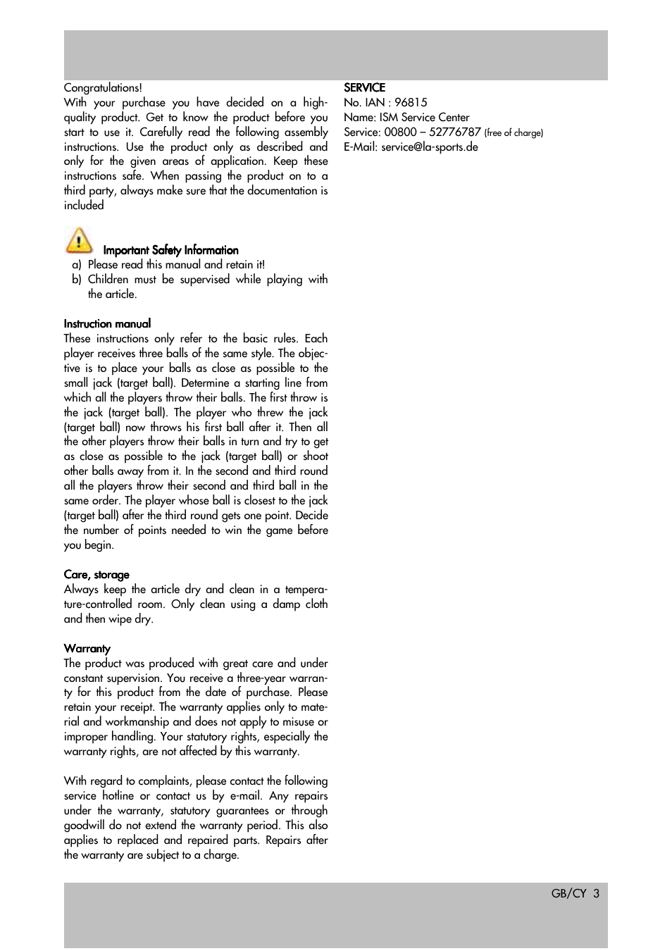 Crivit Boules Set User Manual | Page 3 / 6