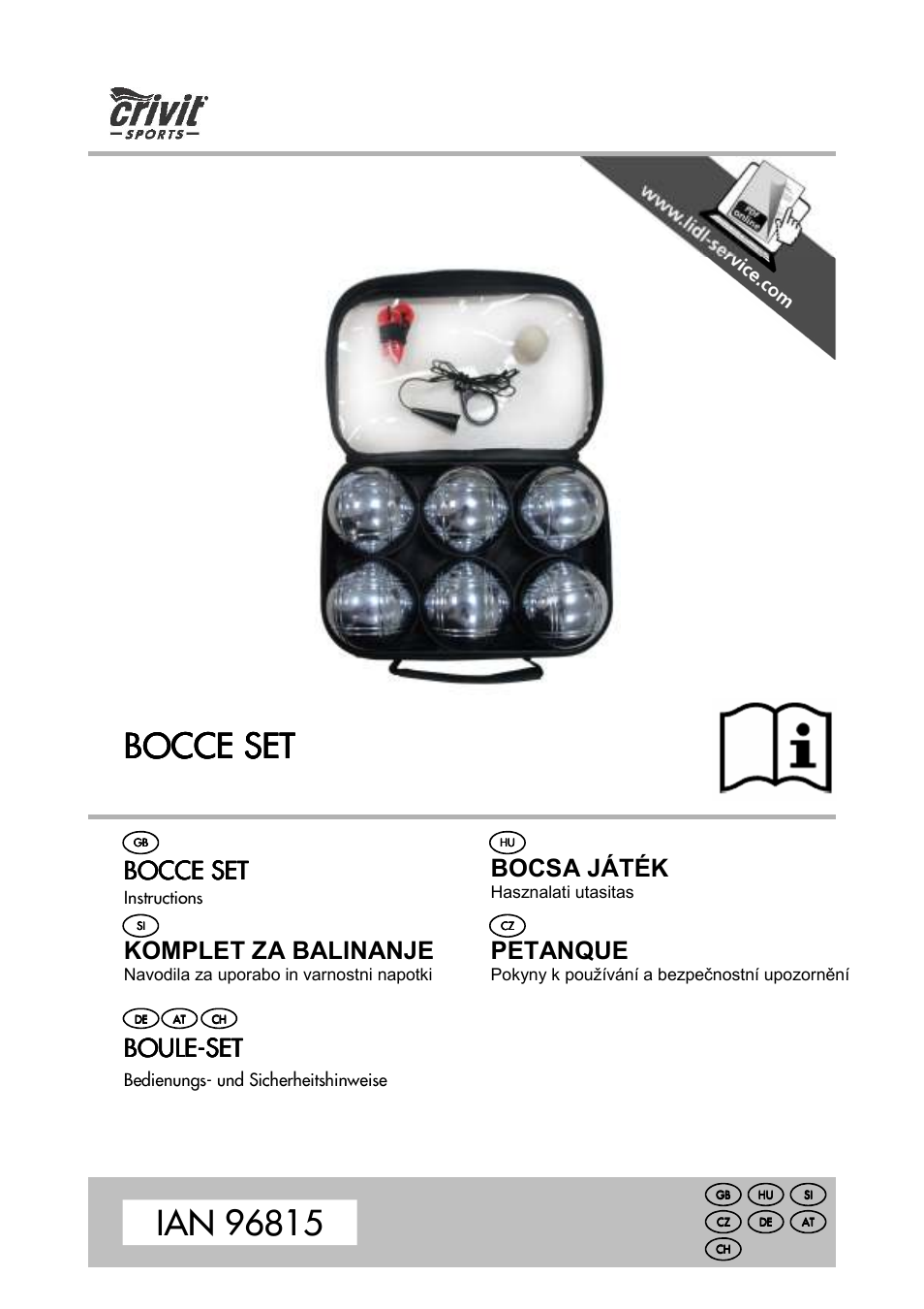 Crivit Boules Set User Manual | 8 pages