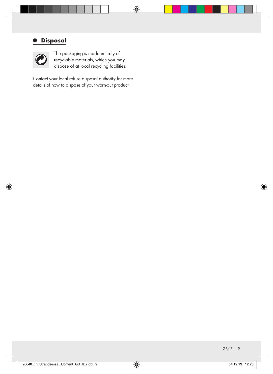 Disposal | Crivit Z31956A_B User Manual | Page 9 / 10
