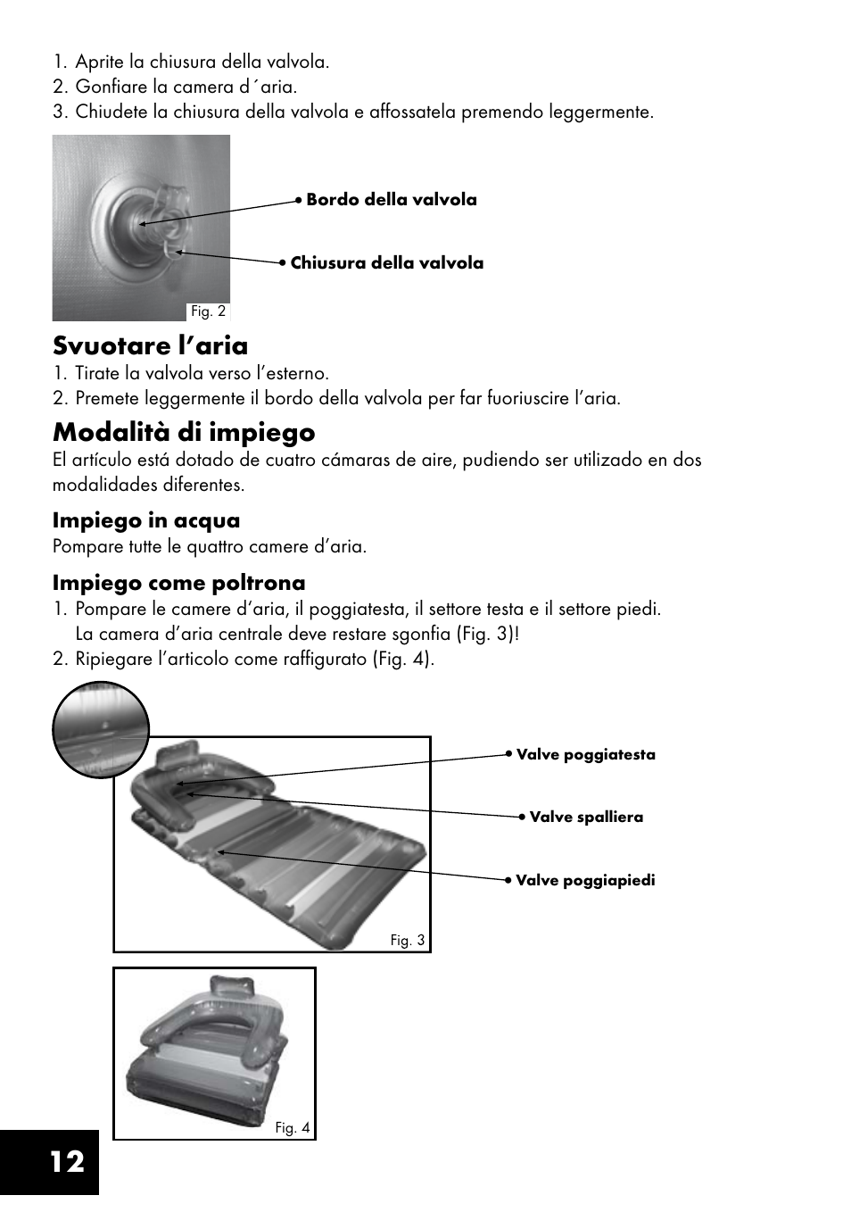 Svuotare l’aria, Modalità di impiego | Crivit Inflatable Beach Chair User Manual | Page 12 / 32
