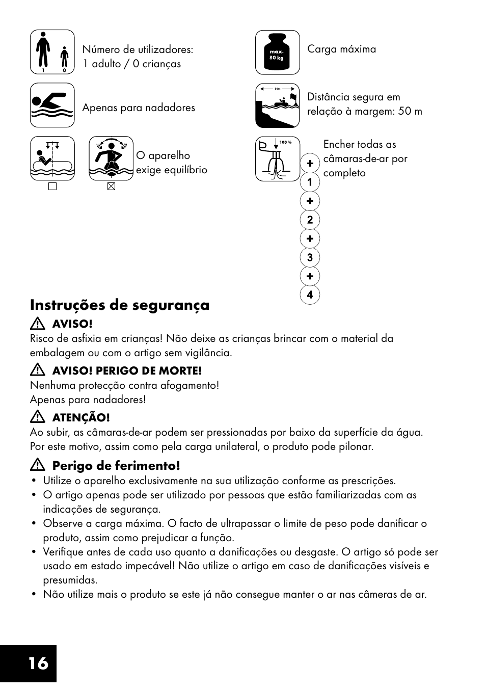 Instruções de segurança | Crivit Inflatable Beach Chair User Manual | Page 16 / 32