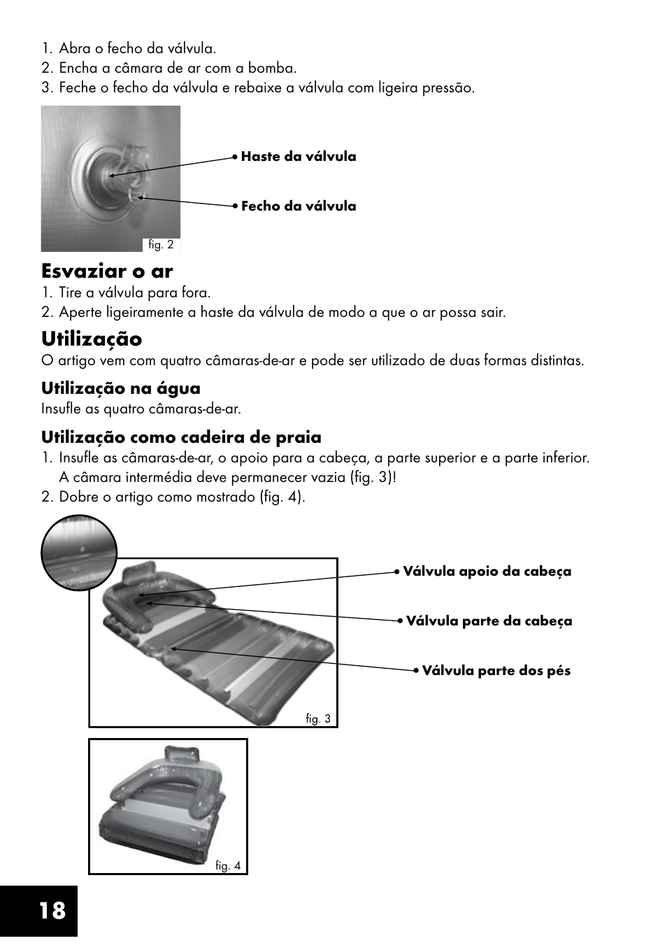 Esvaziar o ar, Utilização | Crivit Inflatable Beach Chair User Manual | Page 18 / 32