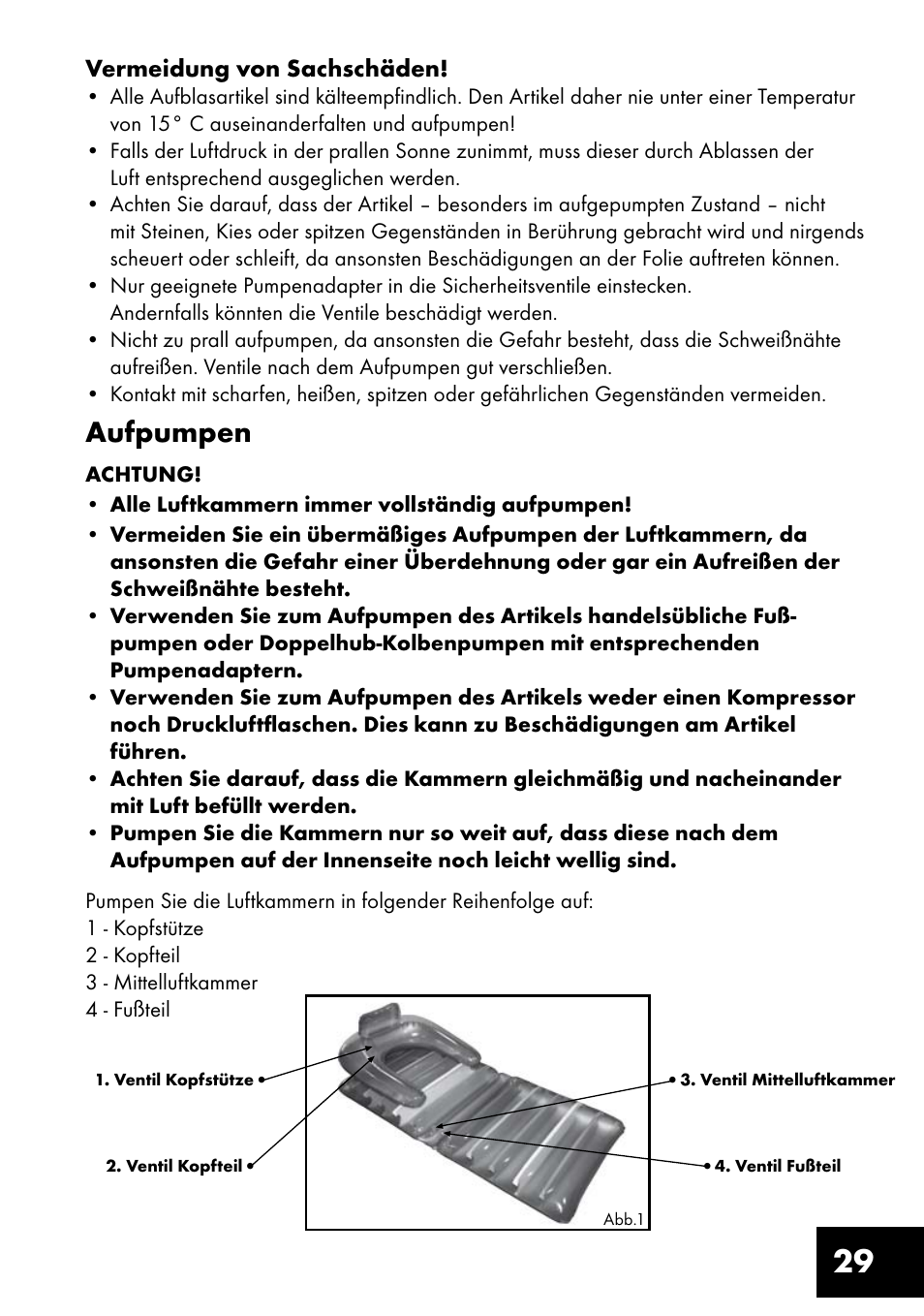 Aufpumpen | Crivit Inflatable Beach Chair User Manual | Page 29 / 32
