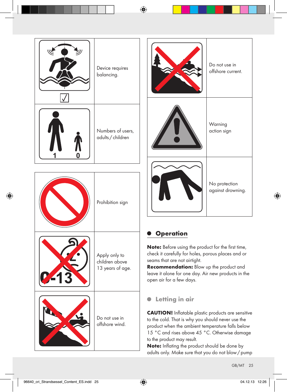 Operation, Letting in air | Crivit Z31956A_B User Manual | Page 25 / 34