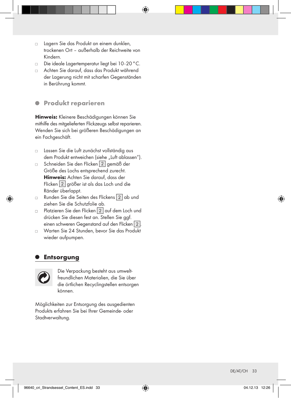 Produkt reparieren, Entsorgung | Crivit Z31956A_B User Manual | Page 33 / 34