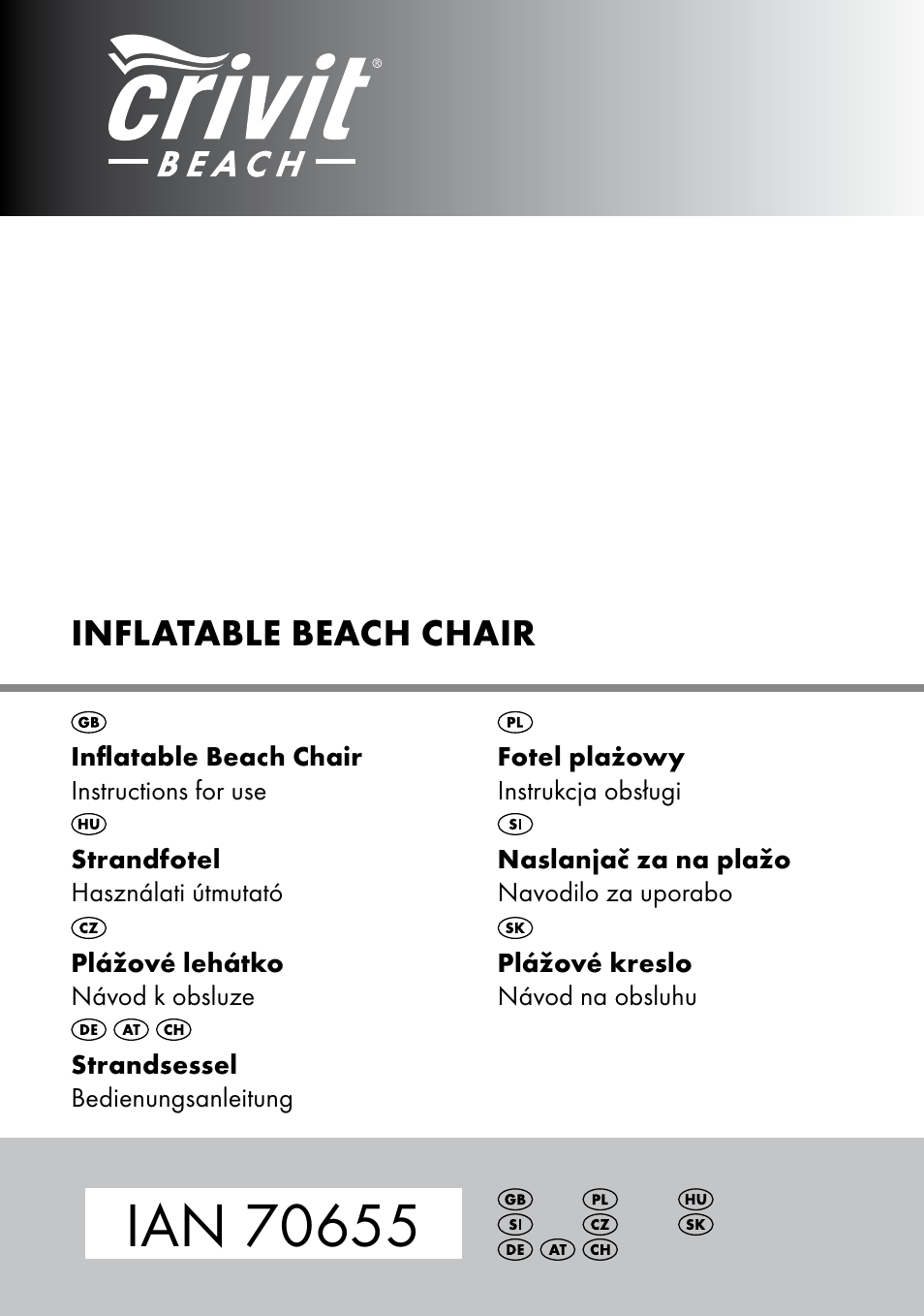 Crivit Inflatable Beach Chair User Manual | 44 pages