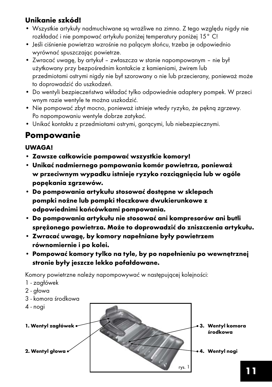 Pompowanie | Crivit Inflatable Beach Chair User Manual | Page 11 / 44