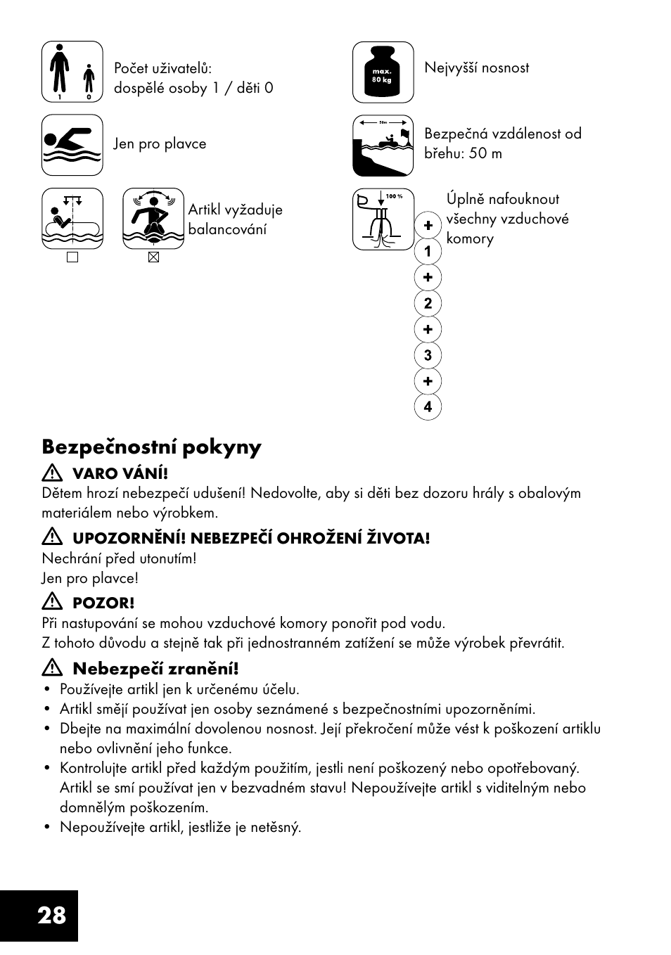 Bezpečnostní pokyny | Crivit Inflatable Beach Chair User Manual | Page 28 / 44